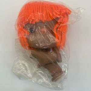 Vintage Mitzy Plastic Doll Head & Hands Orange Yarn Hair Westrim Crafts